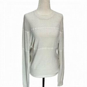 𝅺john+jenn White Crew Neck Sweater Lightweight Loose weave Size L
